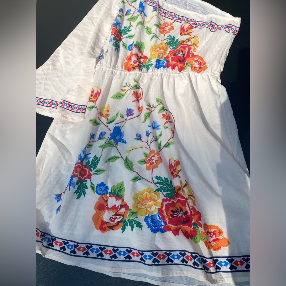 SHEIN Floral Patterened White Dress - Picture 2 of 3